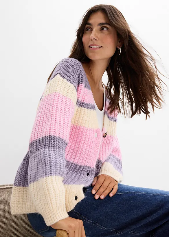 Grovstrikket cardigan med fargegradering, bonprix