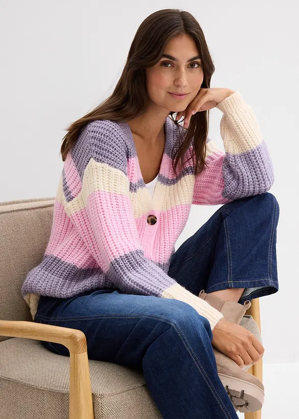 Grovstrikket cardigan med fargegradering, bonprix