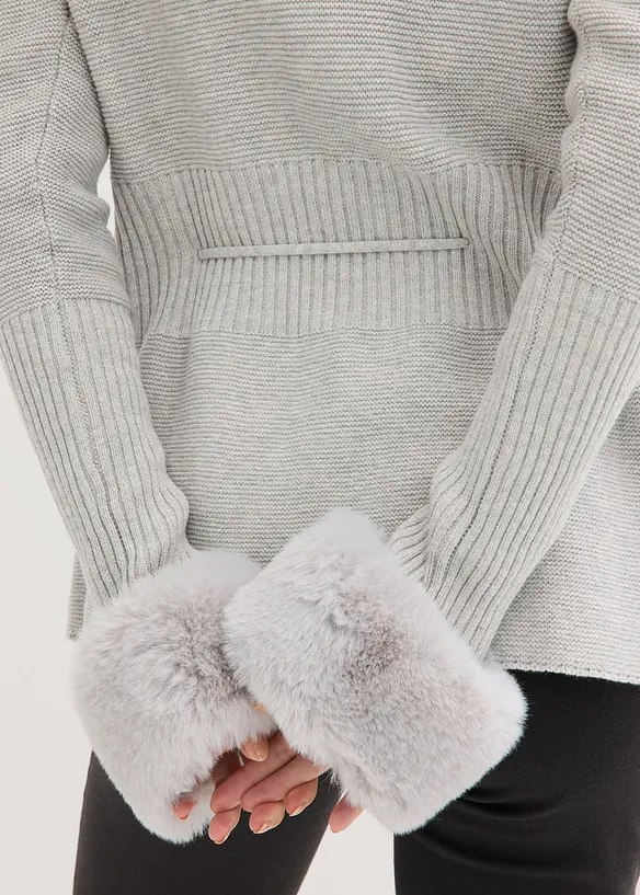 Cardigan med fuskepels, bonprix
