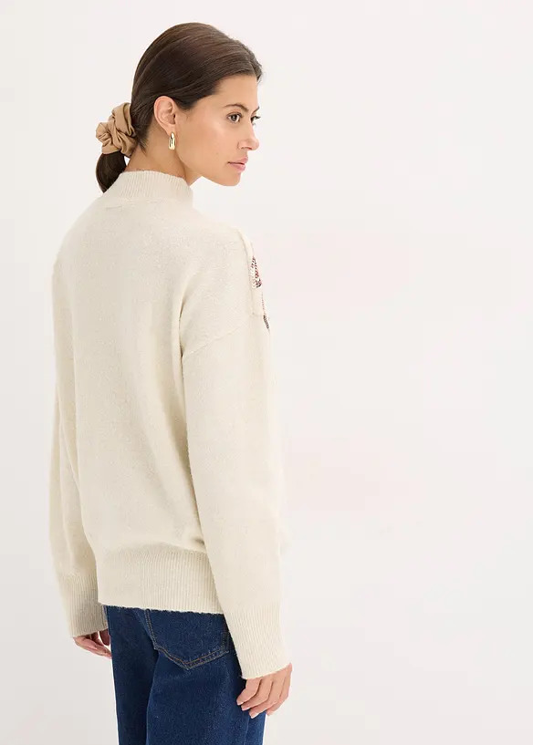 Oversized genser med paljetter, bonprix