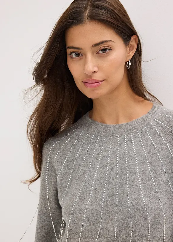Genser med strass-applikasjon, bonprix