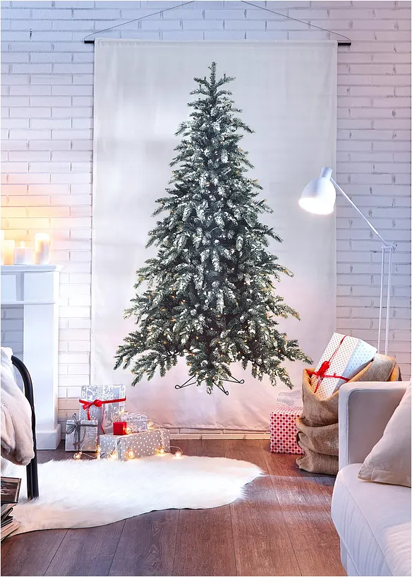 Gardin med juletre-trykk (1-pack), bonprix