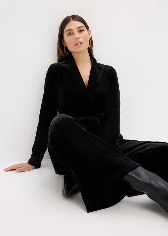 Jersey-jumpsuit av lett fløyel, bonprix