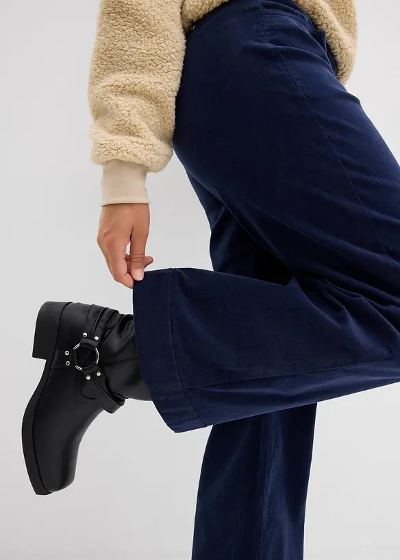 Bukse med stretch og vide ben, High Waist, bonprix