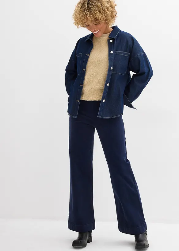 Bukse med stretch og vide ben, High Waist, bonprix