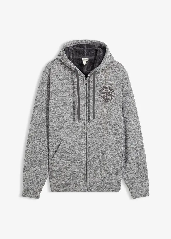 Sweatjakke med hette og teddyfôr, bonprix