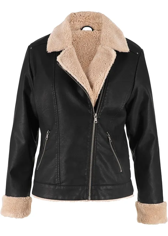 Jakke i imitert skinn, fôret, bonprix