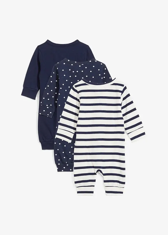 Nattdrakt i ren økologisk bomull (3-pack), bonprix