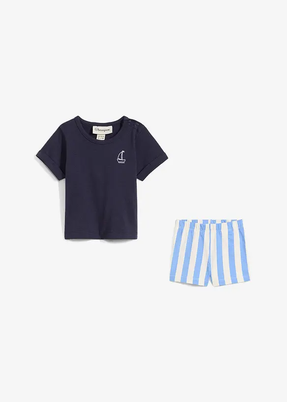 Topp og shorts til baby i 100% økologisk bomull (2-delt sett), bonprix