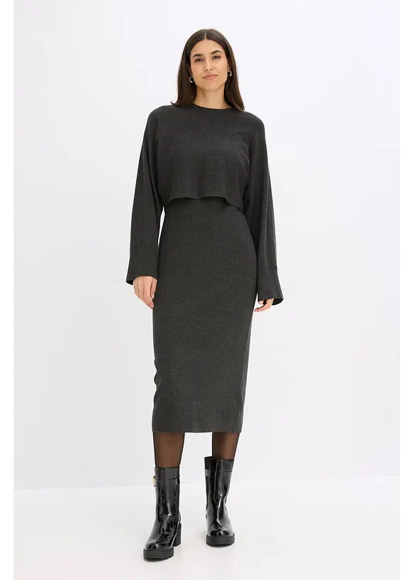 Strikket kjolesett  (2-delt sett), bonprix