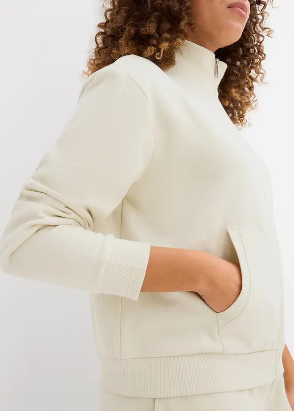 Sweatshirt i 100% økologisk bomull med glidelås, bonprix