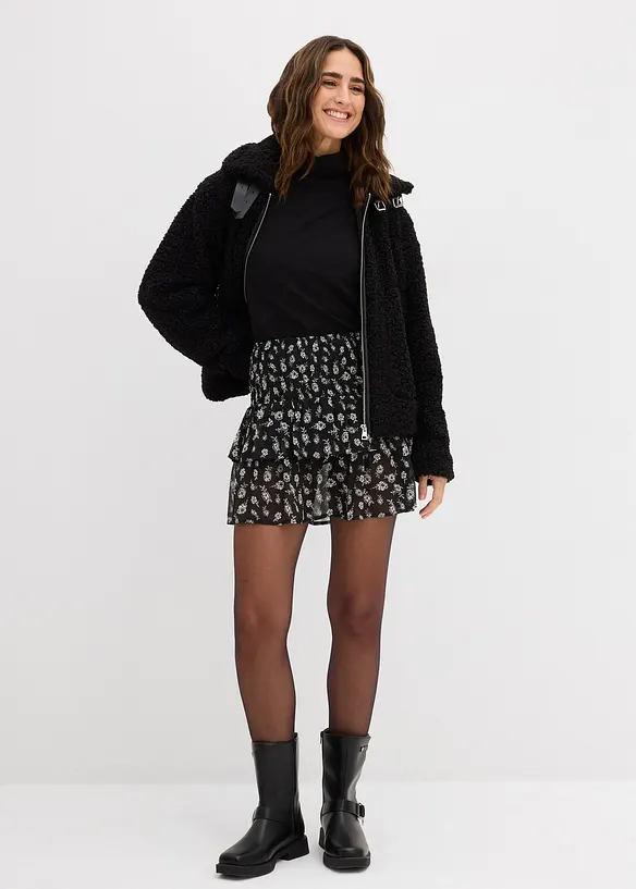 Volangskjørt i krinklet, strukturert materiale, bonprix