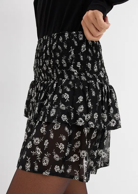 Volangskjørt i krinklet, strukturert materiale, bonprix