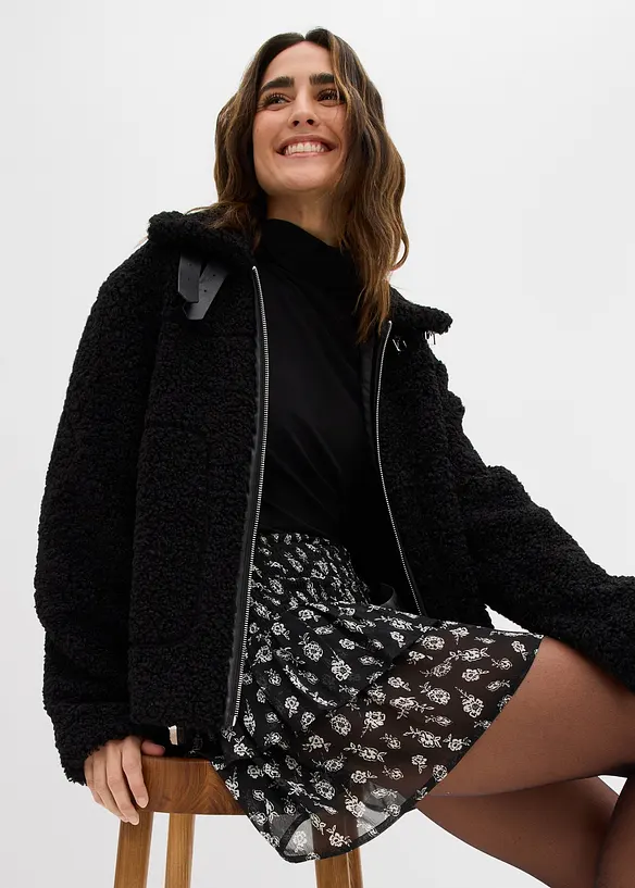 Volangskjørt i krinklet, strukturert materiale, bonprix