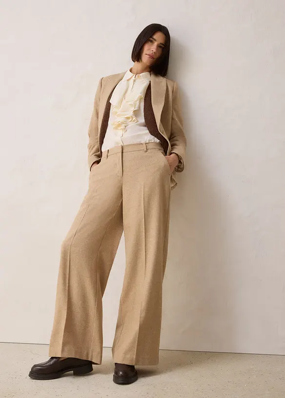 Bukse med ull og fiskebensmønster, bonprix