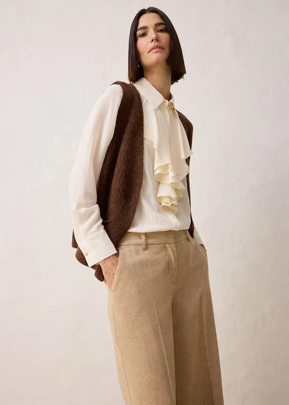 Bukse med ull og fiskebensmønster, bonprix