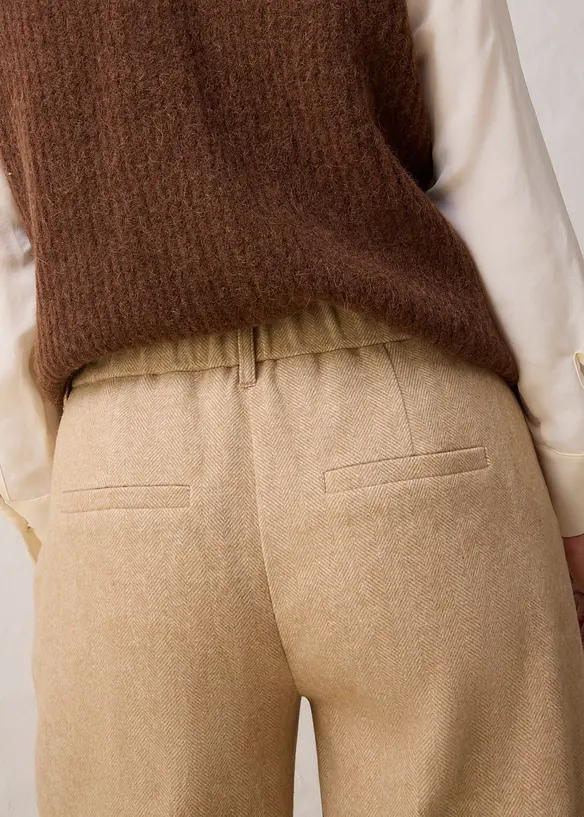 Bukse med ull og fiskebensmønster, bonprix