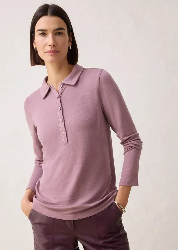 Poloskjorte med ullandel, bonprix