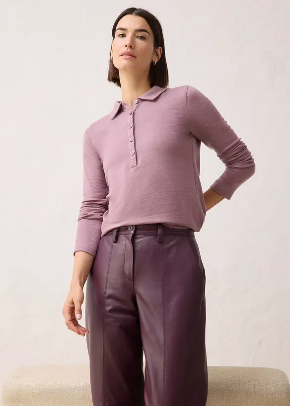 Poloskjorte med ullandel, bonprix