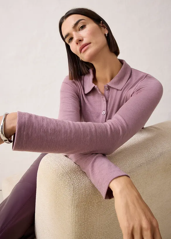 Poloskjorte med ullandel, bonprix