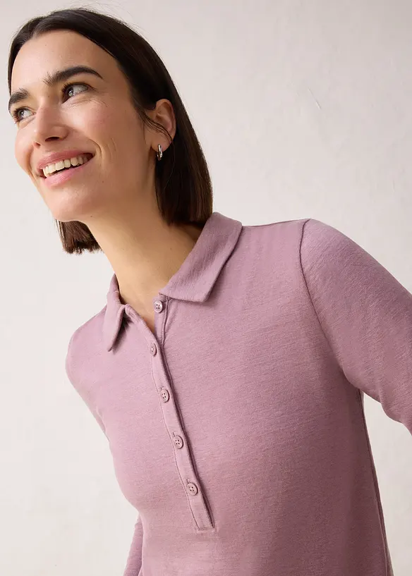 Poloskjorte med ullandel, bonprix