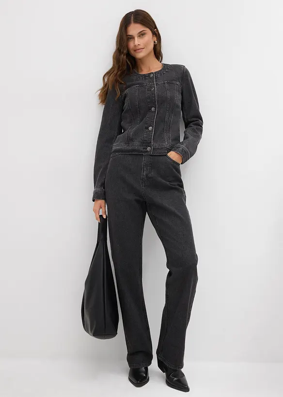 Denimjakke med strass, bonprix