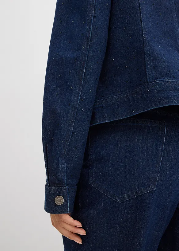 Denimjakke med strass, bonprix