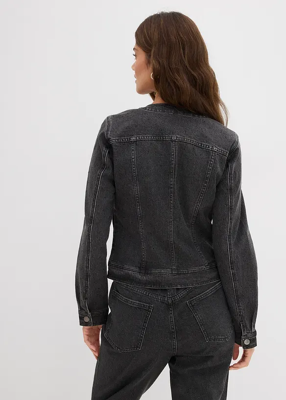 Denimjakke med strass, bonprix