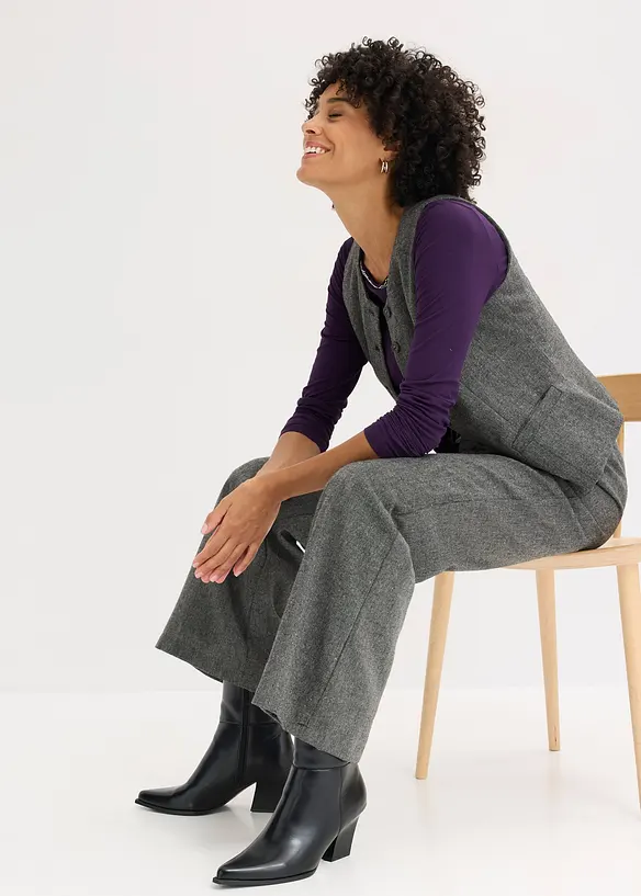 Topp med innfelt mesh og strass, bonprix