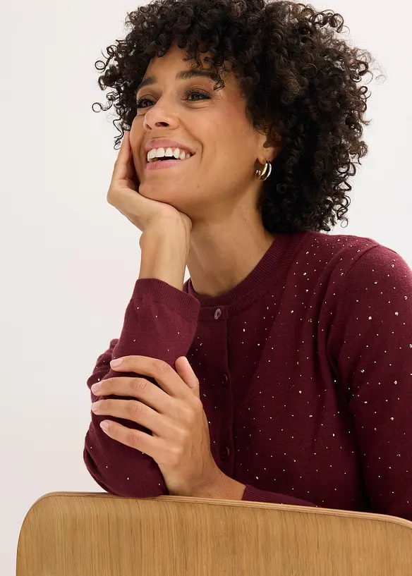 Cardigan med strass, bonprix