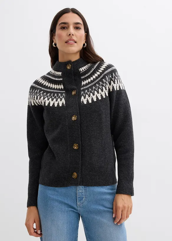 Cardigan med koftemønster, bonprix