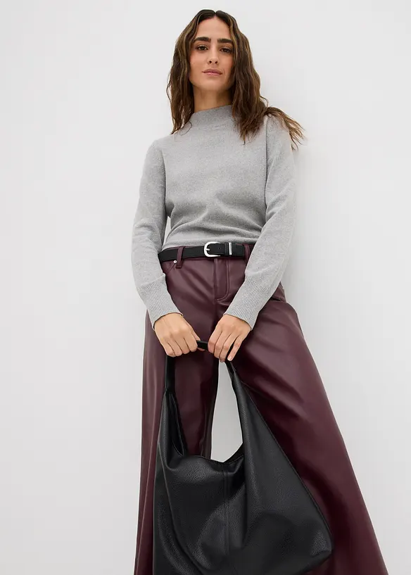 Vid bukse i imitert skinn, bonprix