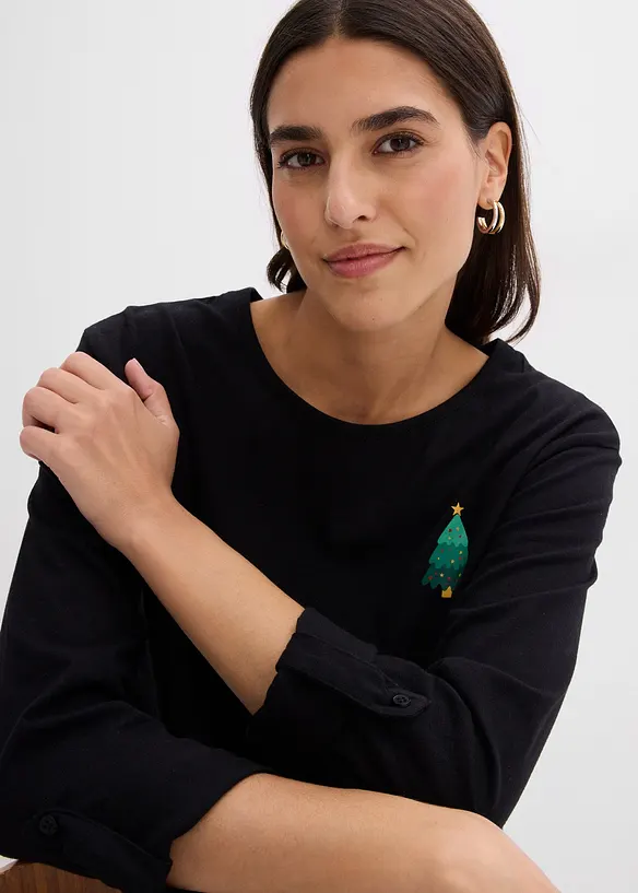 Langermet topp i 100% økologisk bomull, bonprix