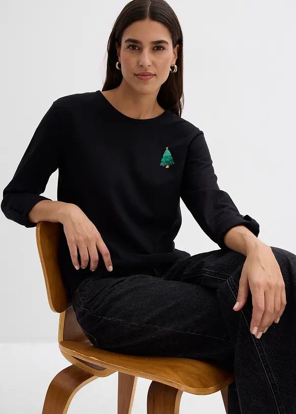 Langermet topp i 100% økologisk bomull, bonprix