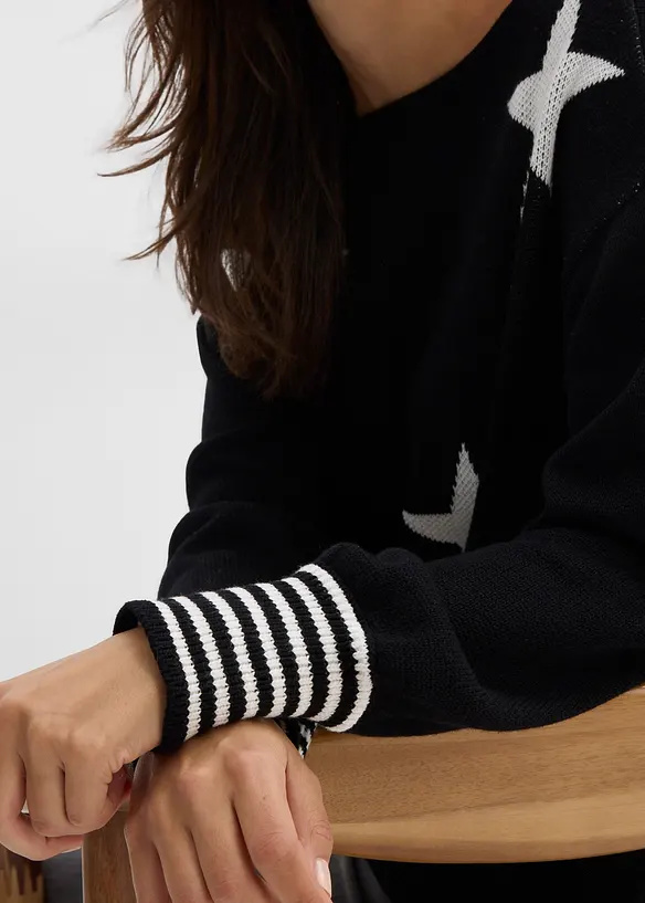 Oversized genser med trykt stjernemønster, bonprix