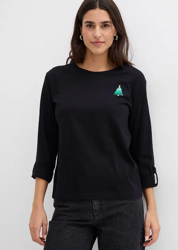 Langermet topp i 100% økologisk bomull, bonprix