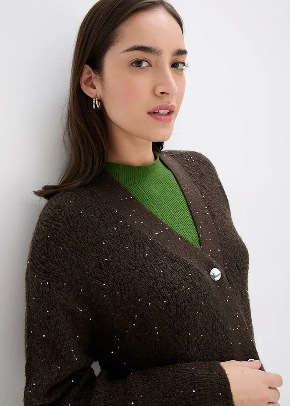 Cardigan med hullmønster, bonprix