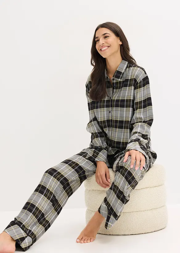Vevet flanellpyjamas, bonprix