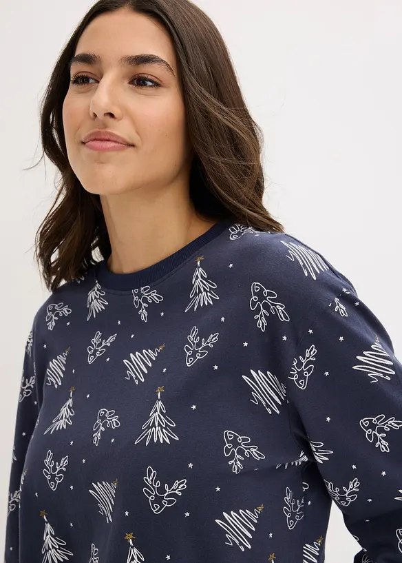 Pyjamas i 100% bomull med glitrende trykk, bonprix