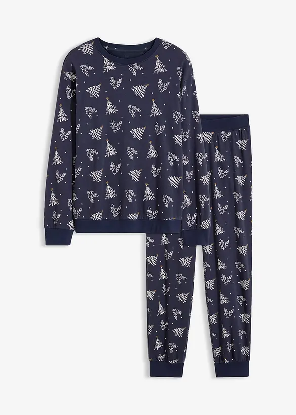 Pyjamas i 100% bomull med glitrende trykk, bonprix