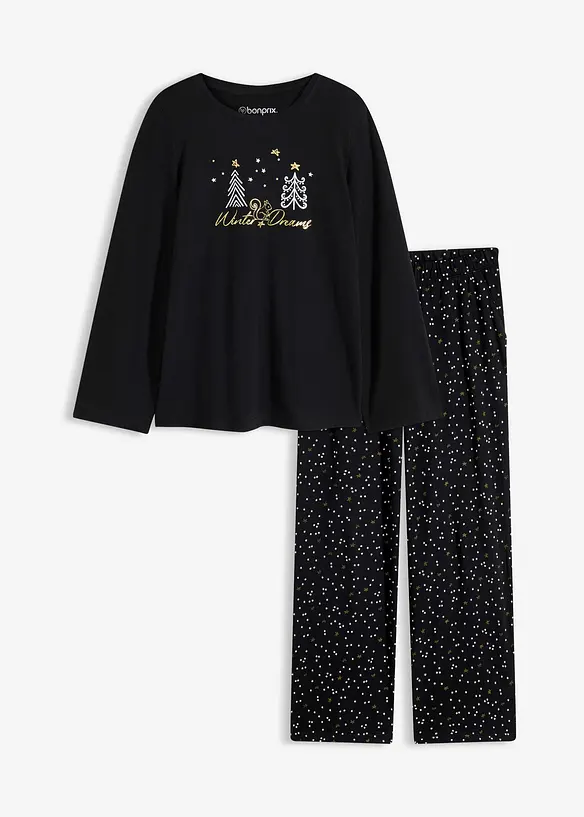Pyjamas i 100% bomull med glitrende trykk, bonprix