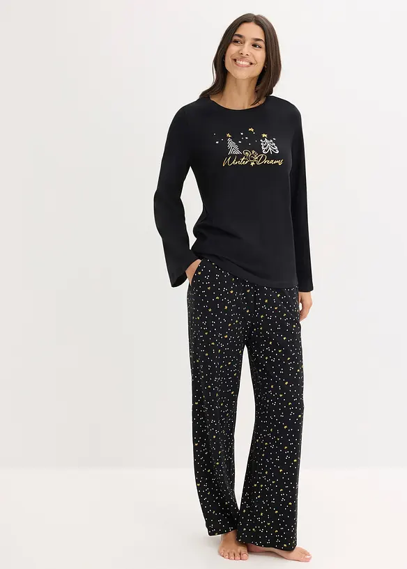 Pyjamas i 100% bomull med glitrende trykk, bonprix