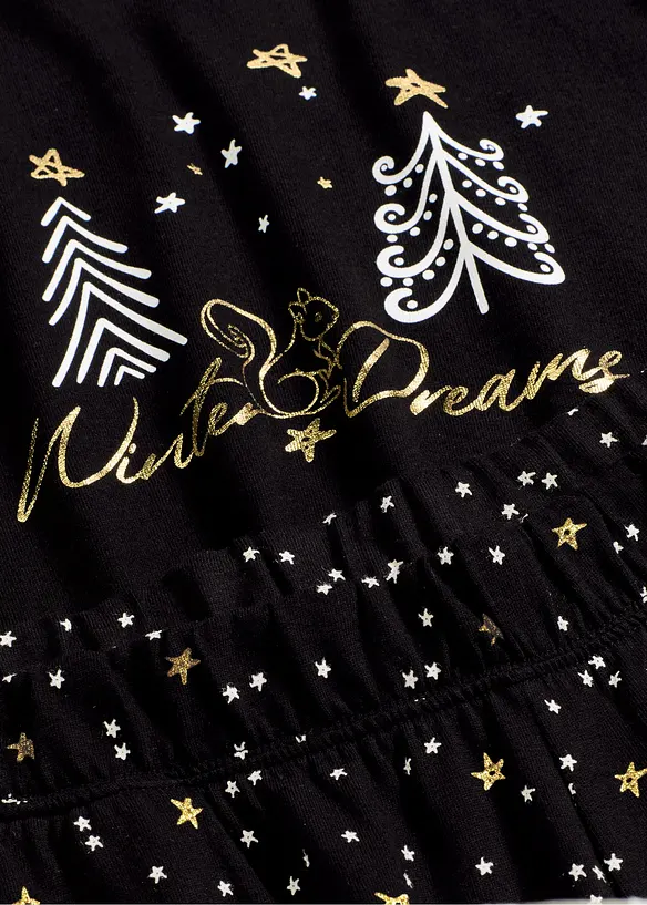 Pyjamas i 100% bomull med glitrende trykk, bonprix