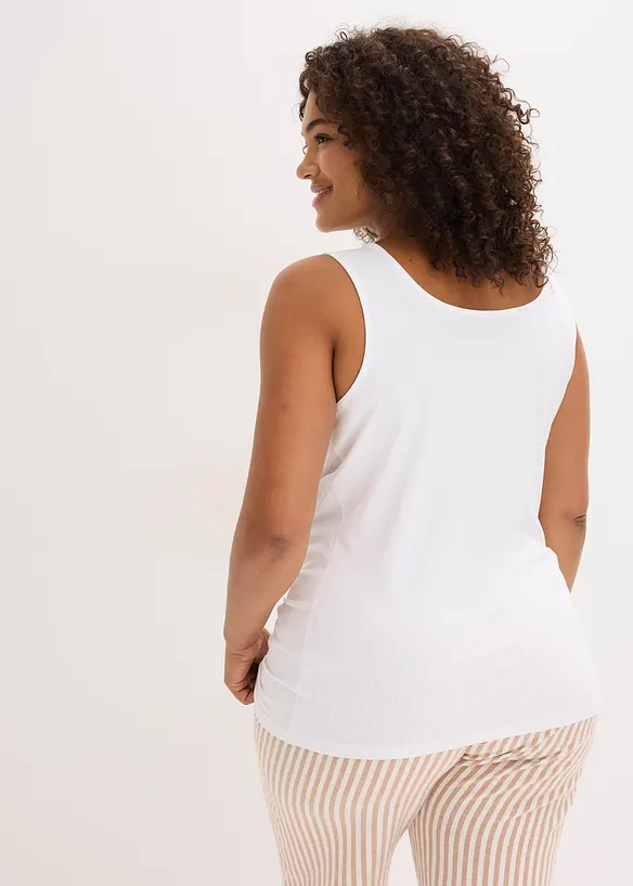 Singlet med økologisk bomull og blonder (2-pack), bonprix