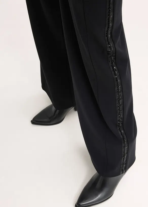 Pull on-bukse i Punto di Roma-materiale med strass, bonprix