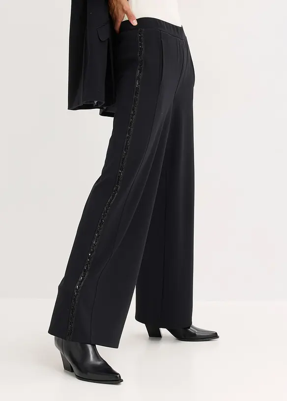 Pull on-bukse i Punto di Roma-materiale med strass, bonprix