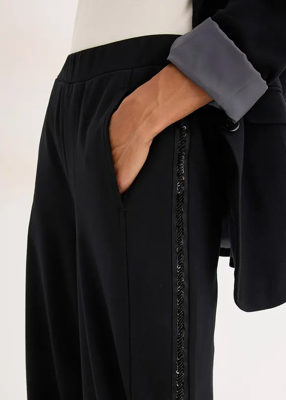 Pull on-bukse i Punto di Roma-materiale med strass, bonprix