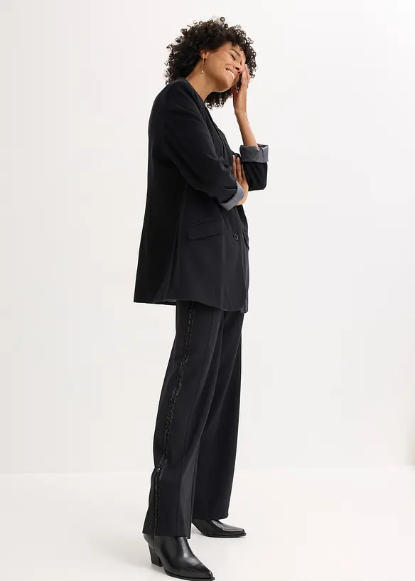 Pull on-bukse i Punto di Roma-materiale med strass, bonprix