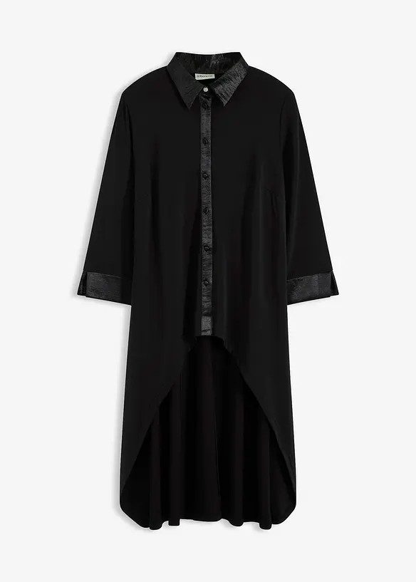 Jerseybluse med satengbesetning, bonprix