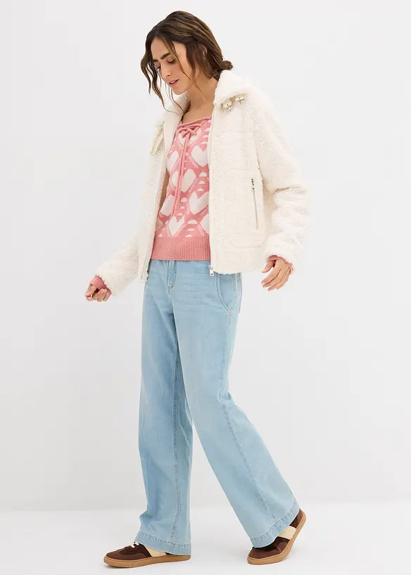 Finstrikket genser med jacquardmønster, bonprix